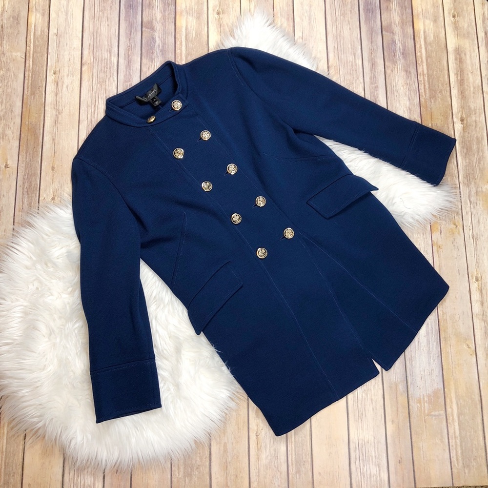 St John Military Style Blue Jacket Gold Buttons 8 - Picture 1 of 6